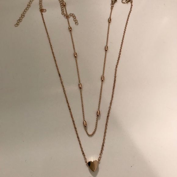 ♡ Double Layer Heart Necklace  ♡ - Picture 3 of 3